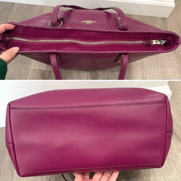 COACH✨Dahlia Purple & Gold Cross Grain Leather City Zip Tote & Wallet - Picture 5 of 16